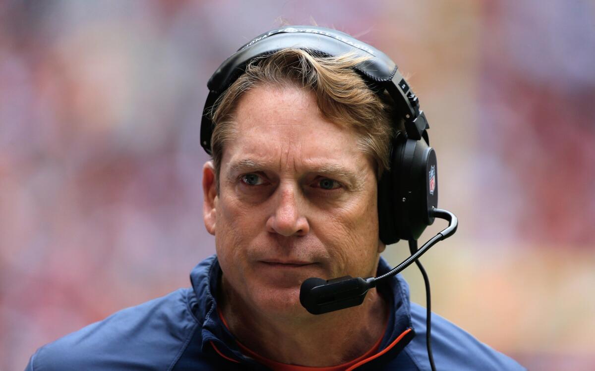 Jack Del Rio, shown at a game last month as Denver's defensive coordinator, has been hired to be head coach of the Oakland Raiders.