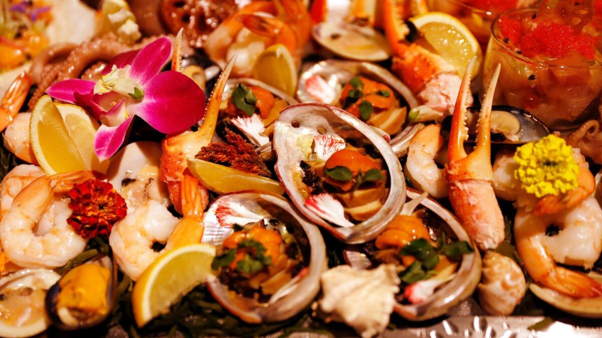 Seafood by master chef Wolfgang Puck for the 89th Oscars Governors Ball press preview.