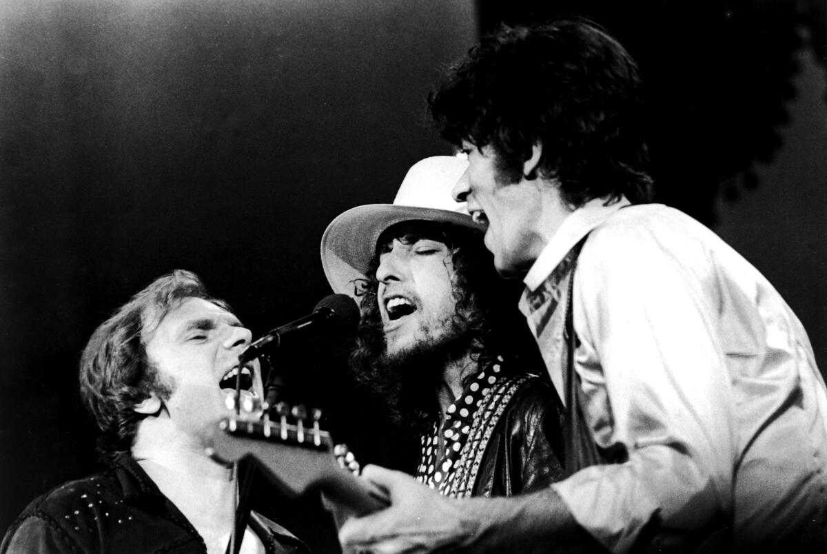 Van Morrison, Bob Dylan and Robbie Robertson performing "I Shall Be Released" from 1978's "The Last Waltz."
