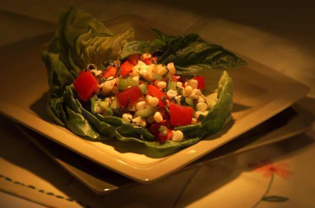 Garden corn and tomato salad