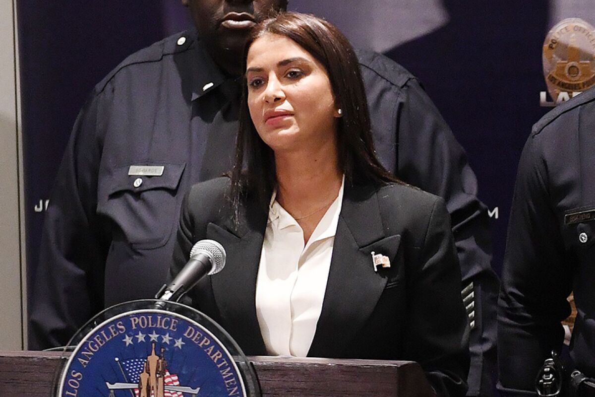 Capt. Lillian Carranza speaks during a news conference in 2018.