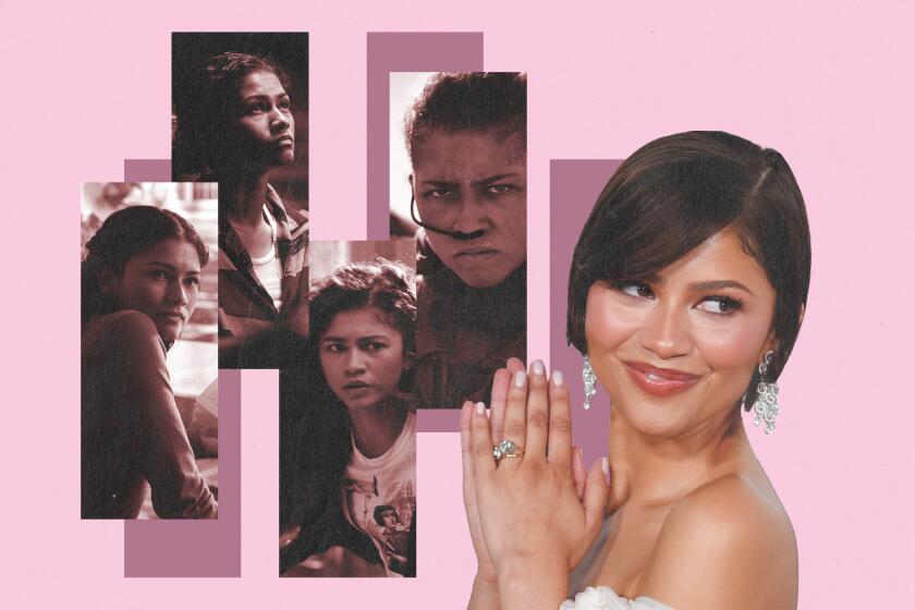 collage of images of Zendaya including scenes from "The Drama," "Euphoria," "Spider-Man: No Way Home" and "Dune: Part Three"
