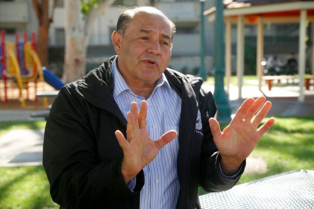 U.S. Congressman-elect Lou Correa sits on a table in Little People's Park in Anaheim, in a neighborhhod near his boyhood home and talks about the challenges facing him as he heads off to Washington November 21, 2016. Correa will be representing