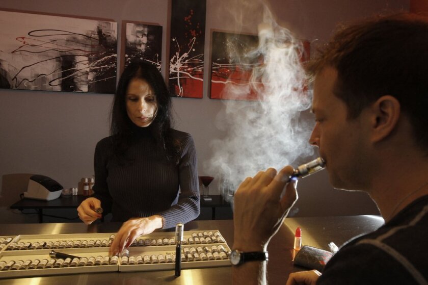 A vaping store, which sells e-cigarettes, in Los Angeles