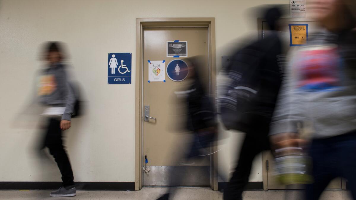 Californians? support for transgender students being able to use bathrooms that match their gender identities is growing, a new USC Dornsife/Los Angeles Times poll has found.