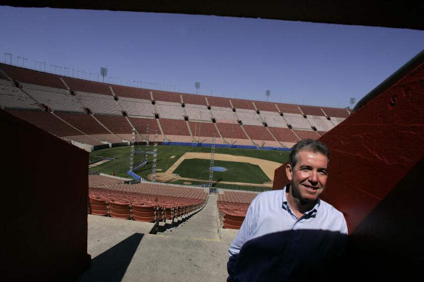 Coliseum General Manager Patrick Lynch at the Los Angeles Memorial Coliseum Commission in 2008.
