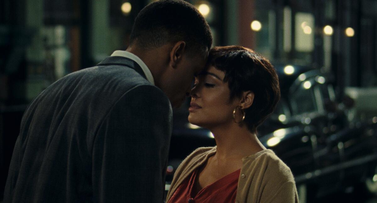 Nnamdi Asomugha and Tessa Thompson in the movie "Sylvie's Love."