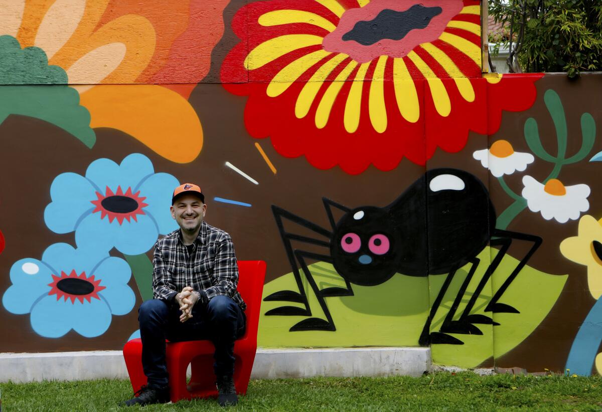 Roger Gastman in his Los Feliz backyard.