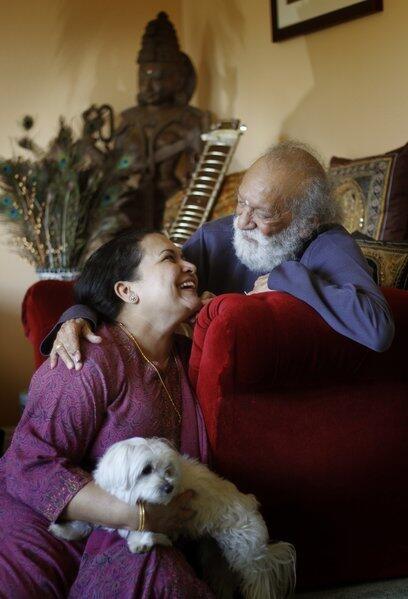Ravi Shankar at his U.S. home in Encinitas, with his wife Sukaya Shankar on March 12, 2012.
