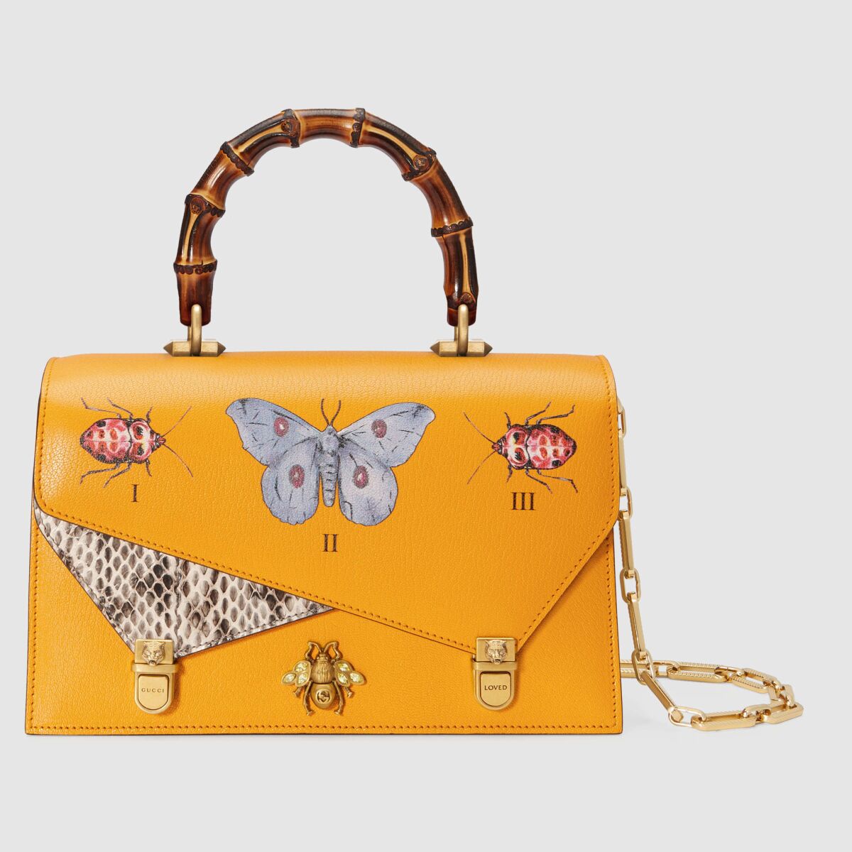 The 'Ottilia' bag from Gucci is one of several this season from the Italian house that reprises its signature bamboo handle. Motifs from nature -- butterflies, moths and beetles -- run through the fall/winter offerings. This leather small top handle bag is $3,500. (Gucci)