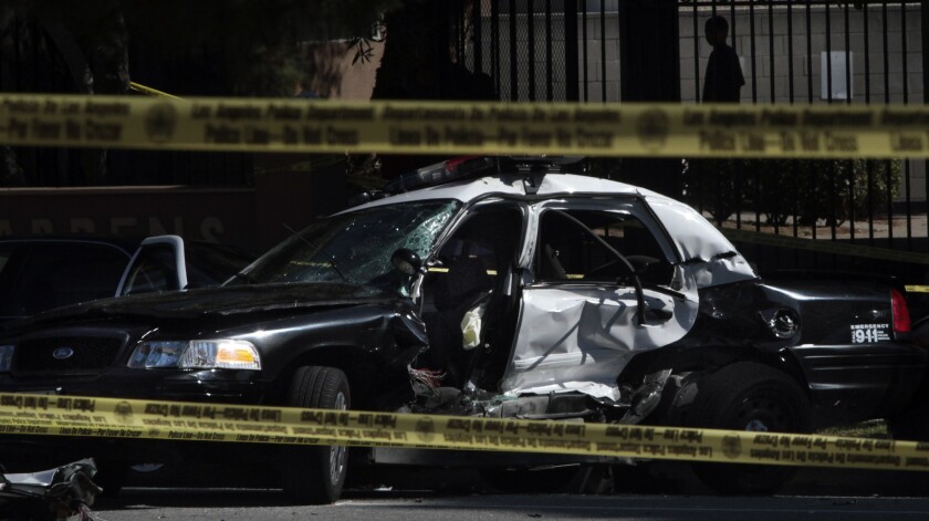 LAPD Officer Roberto Sanchez was killed when an SUV smashed into his police cruiser as he followed a suspect on May 3 in Harbor City.