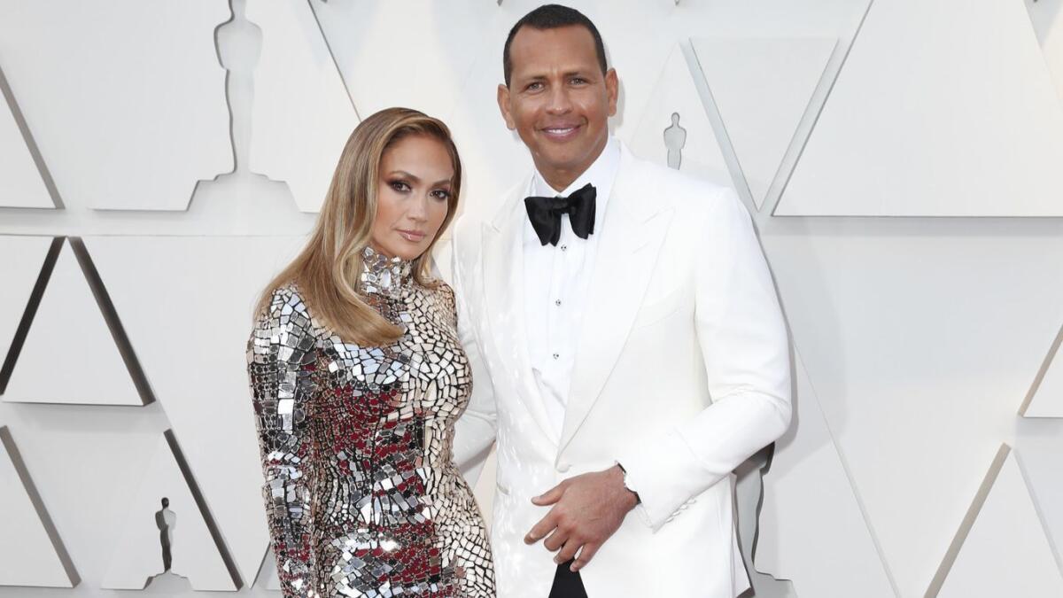 Actress-singer Jennifer Lopez, left, and former baseball star Alex Rodriguez are engaged.