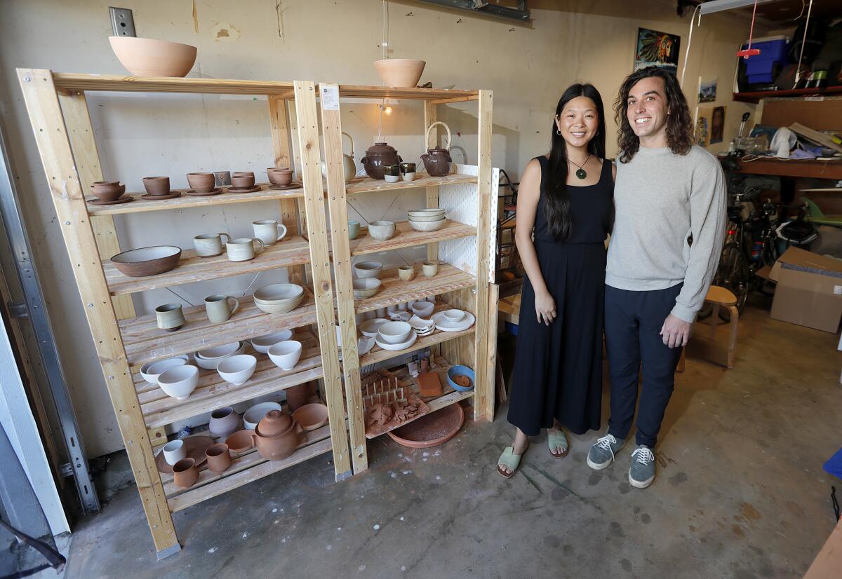Sammy Chou and Christian Lewis are the husband and wife pottery duo behind Lunch Time Ceramics. 