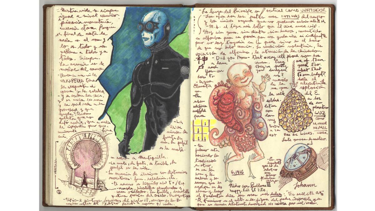 A page from a notebook by Guillermo del Toro, from a show of the filmmaker's work at LACMA. (Guillermo del Toro / Insight Editions)