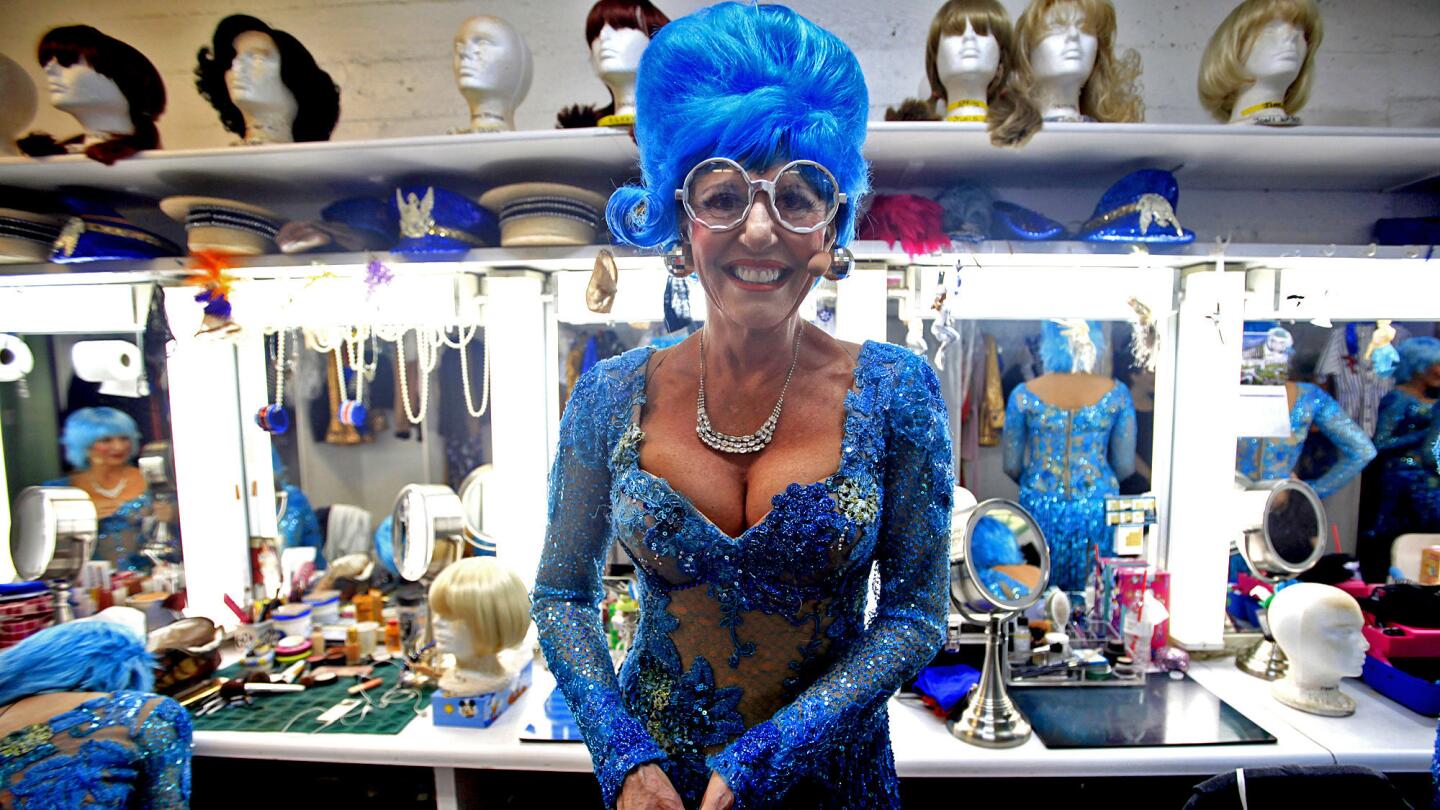 Karrie France, 57, waits in the dressing room for her entrance in the Fabulous Palm Springs Follies, a music revue ending its run after 23 years.