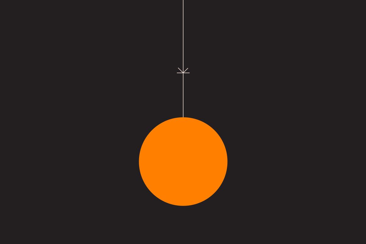 Orange dot hanging by a fraying thread.