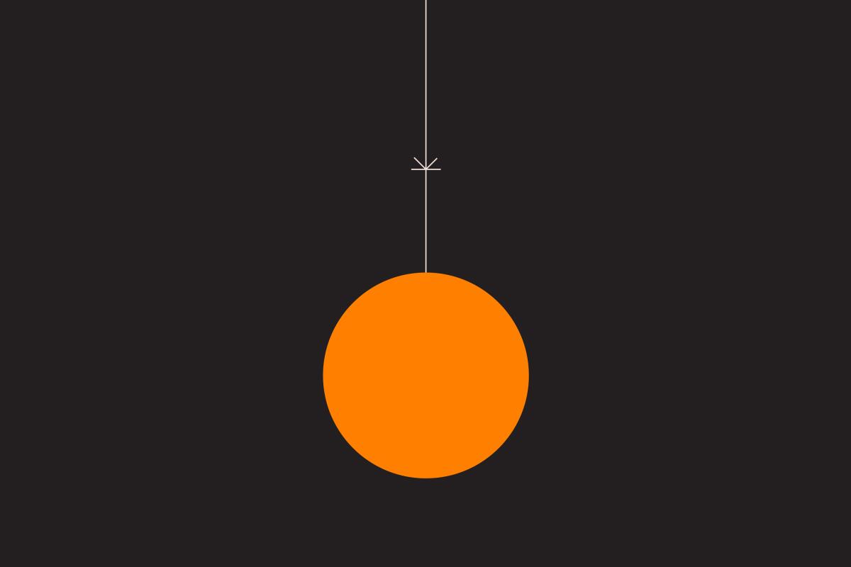 Orange dot hanging by a fraying thread.