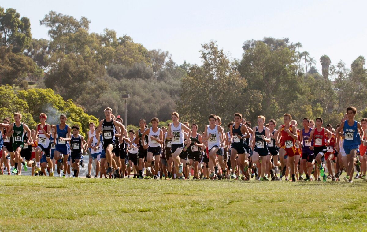 High school runners from throughout the county compete at Balboa Park.