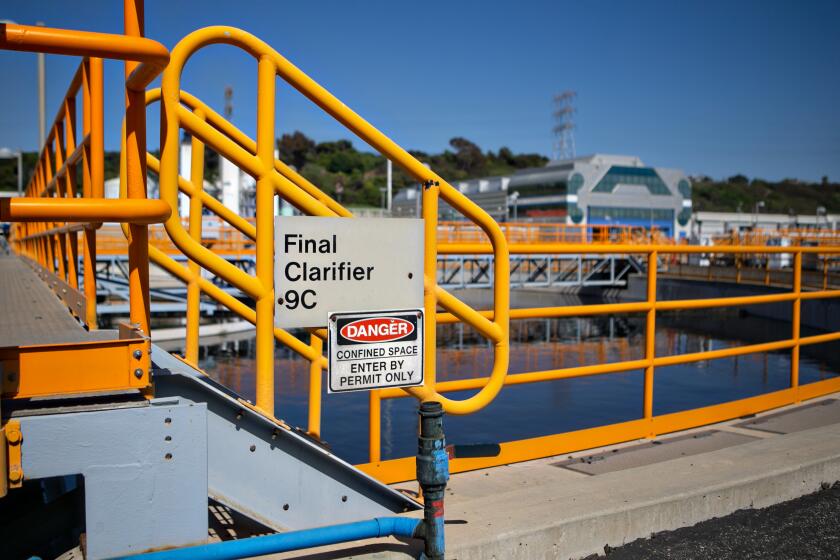 PLAYA DEL REY, CA - AUGUST 04: One of the Final Clarifier tanks at the Hyperion Water Reclamation Plant on Wednesday, Aug. 4, 2021 in Playa Del Rey, CA. (Jason Armond / Los Angeles Times)