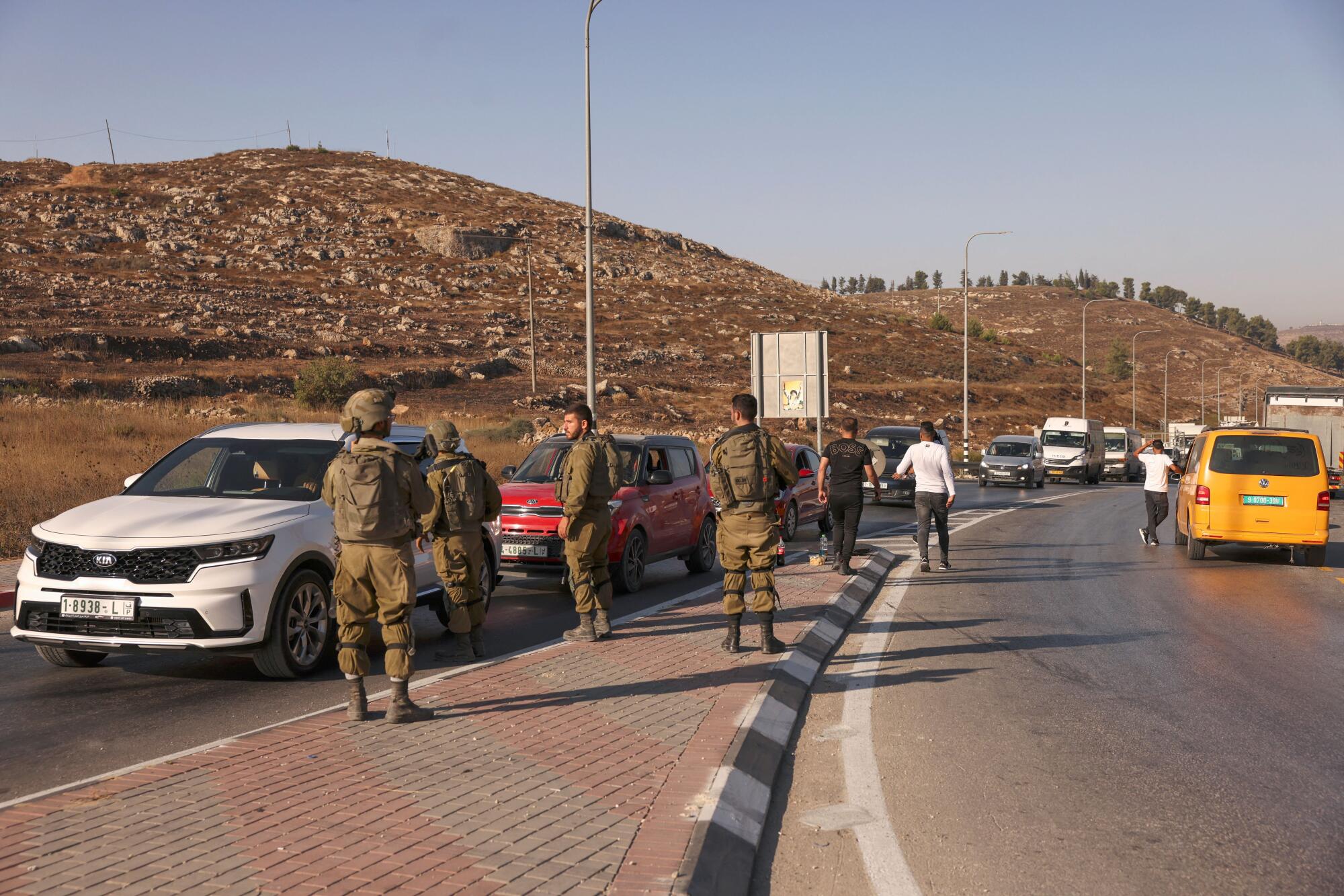 Israeli security forces operate a checkpoint at the closed-off southern entrance of Hebron in the occupied West Bank.