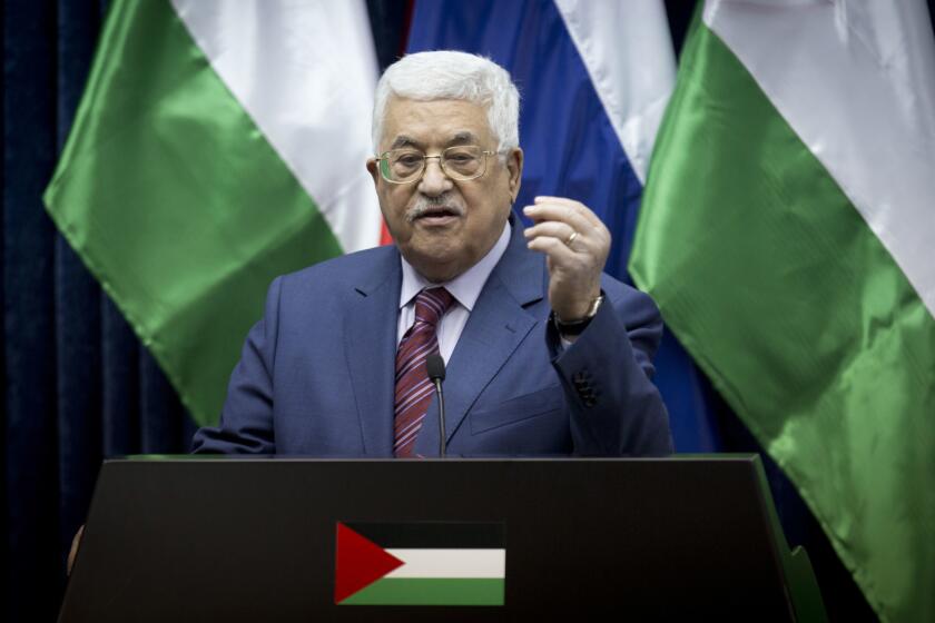 Palestinian President Mahmoud Abbas speaks during a press conference in the West Bank city of Jericho on Nov. 11, 2016.