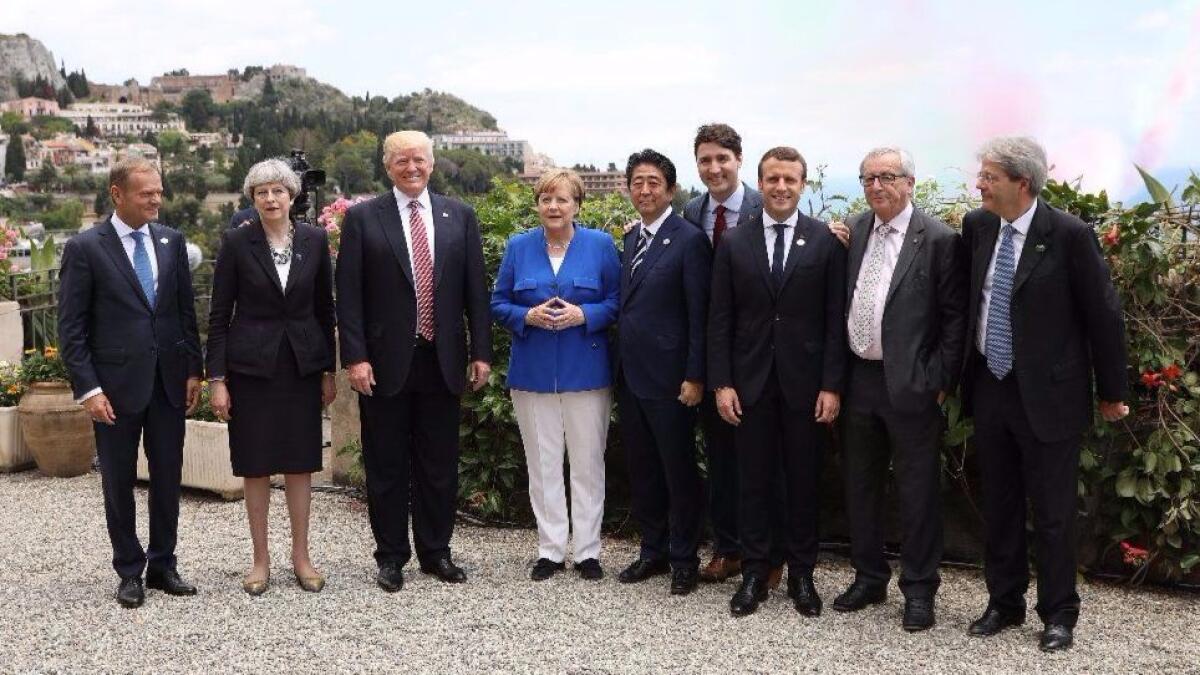 World leaders meet at G-7 summit for the first time since their elections.