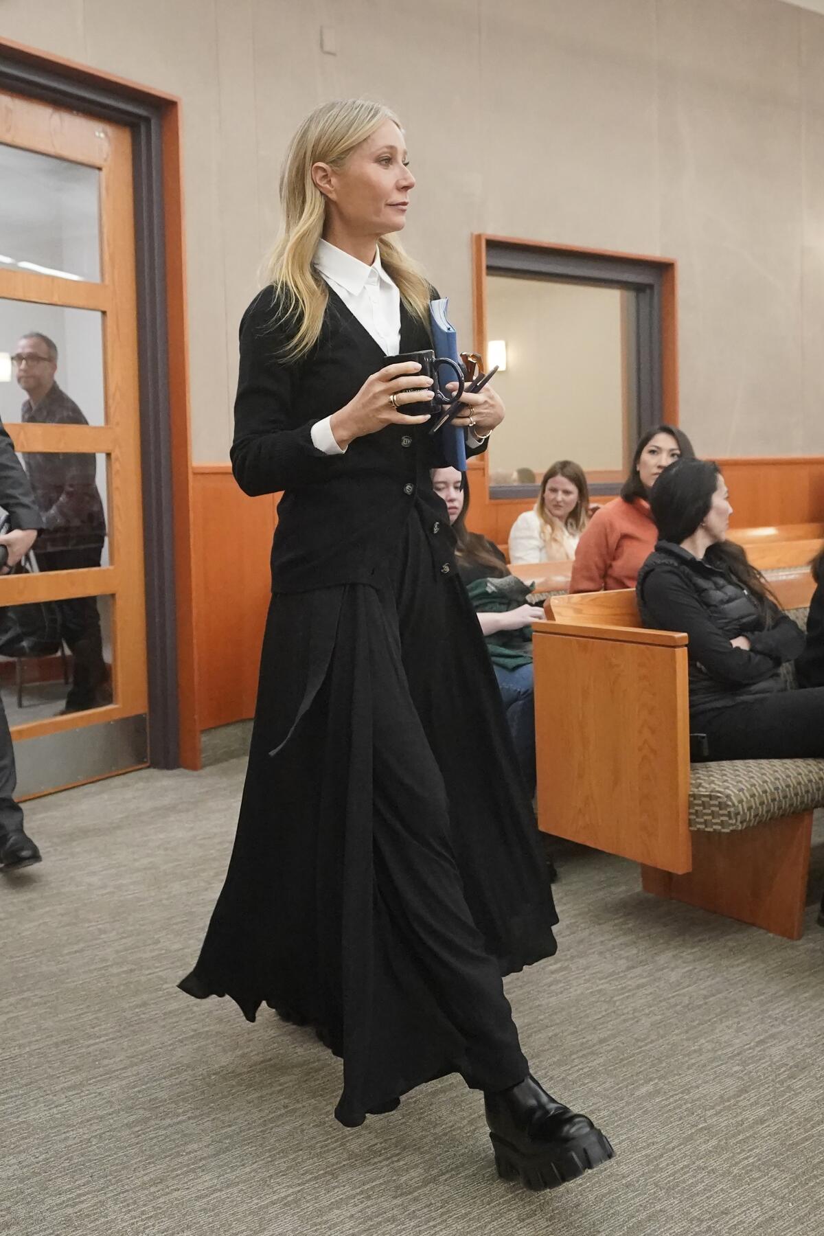 Gwyneth Paltrow enters the courtroom for her trial, Monday, March 27, 2023, in Park City, Utah.