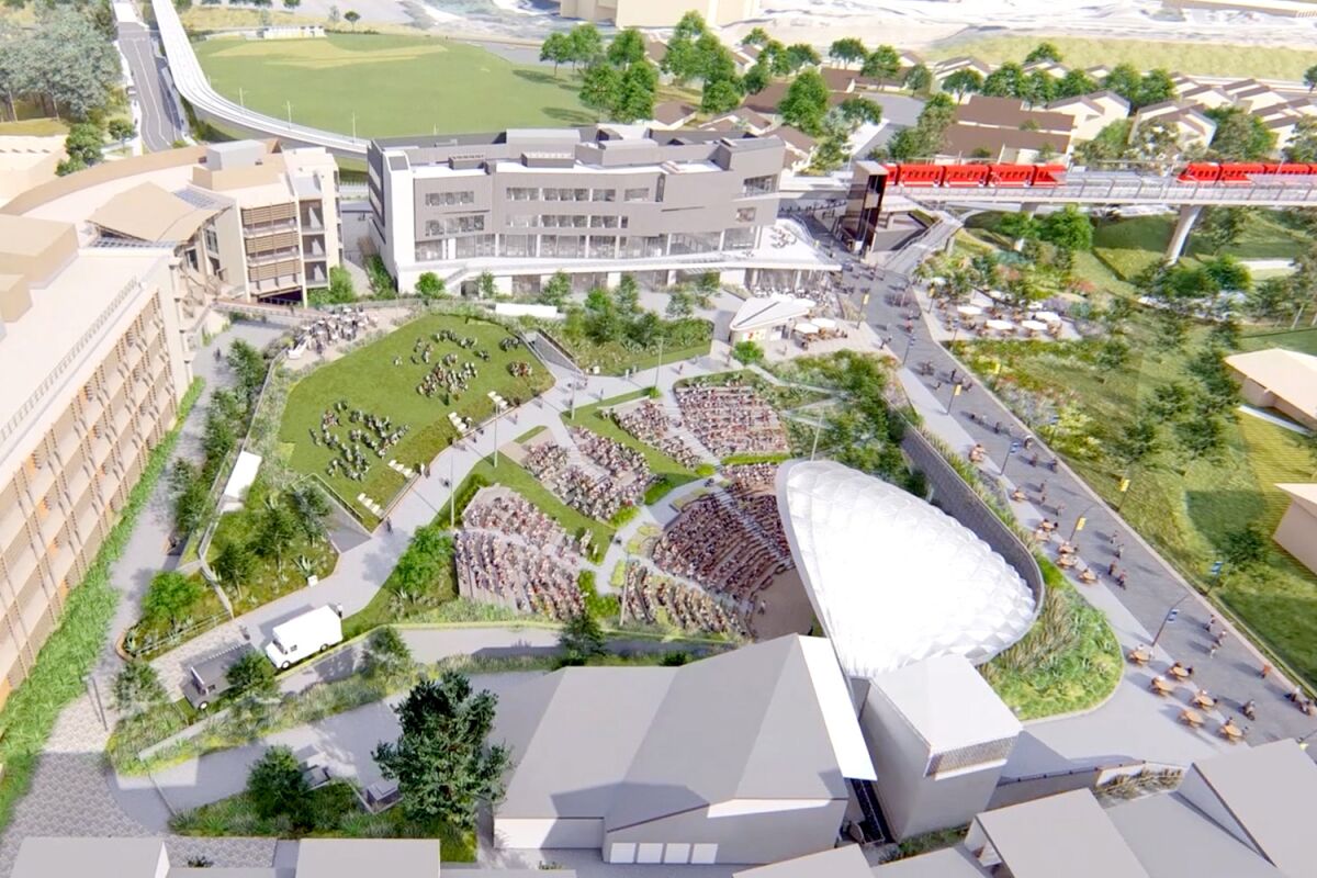 A rendering depicts a new 2,850-seat amphitheater that UC San Diego says will stage more than 300 performances a year. 