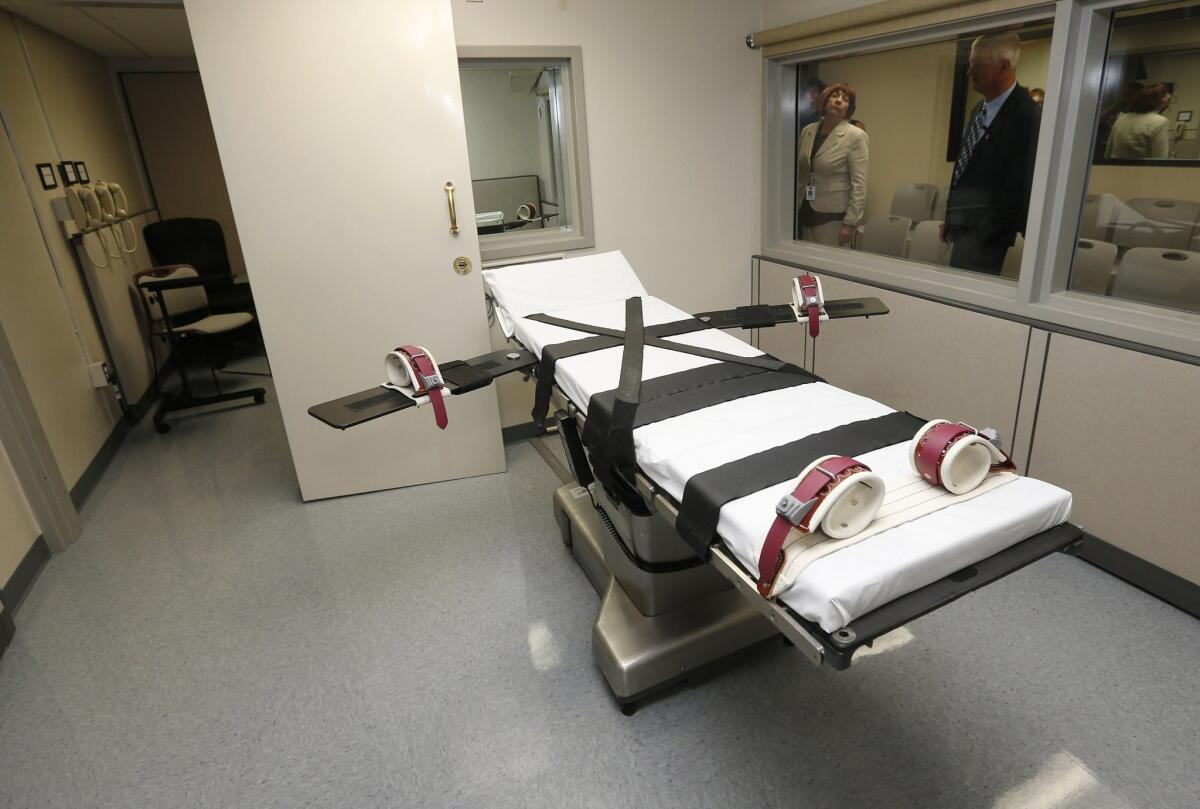 The execution chamber at the Oklahoma State Penitentiary in McAlester. (Sue Ogrocki / Associated Press)