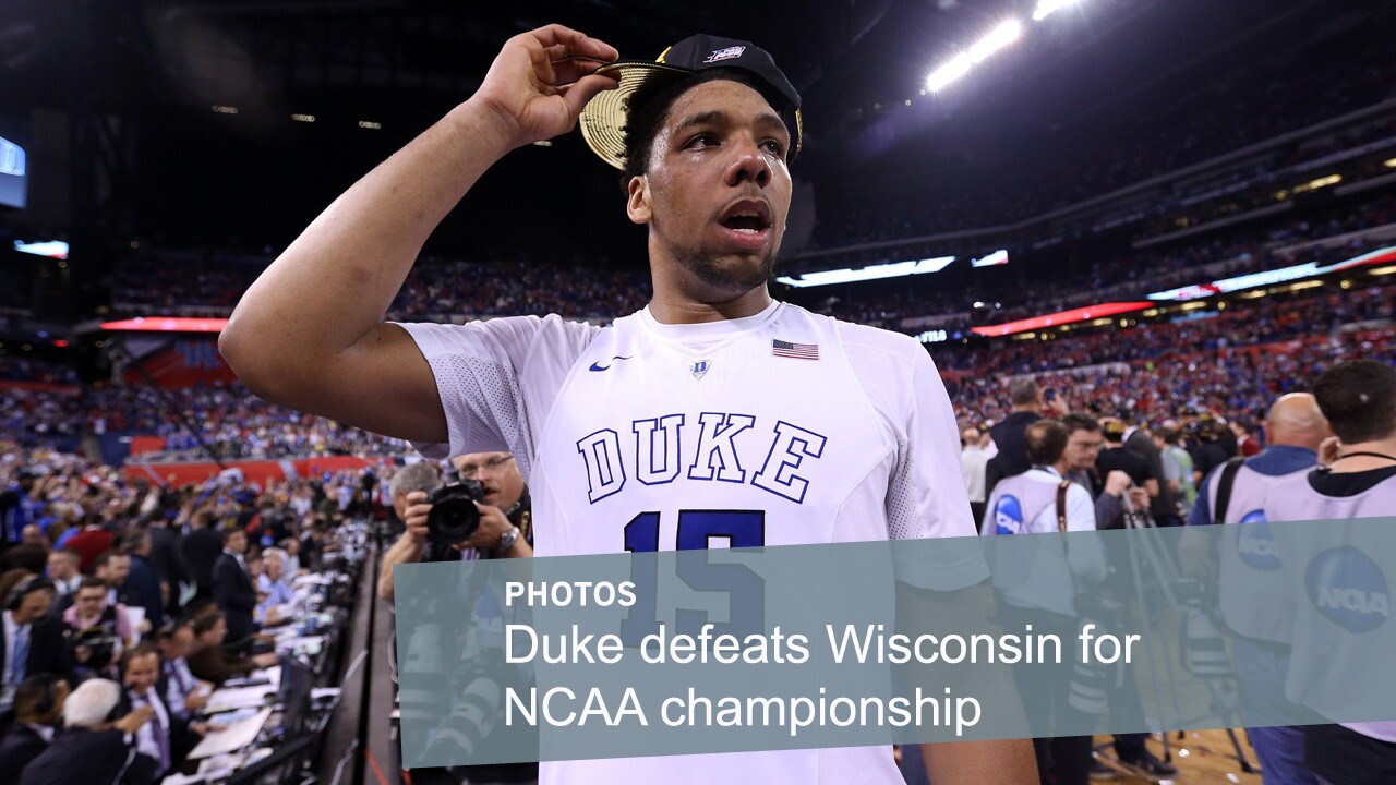 Duke forward Jahlil Okafor had 10 points in the Blue Devils' 68-63 NCAA Tournament final victory over the Wisconsin Blue Devils.
