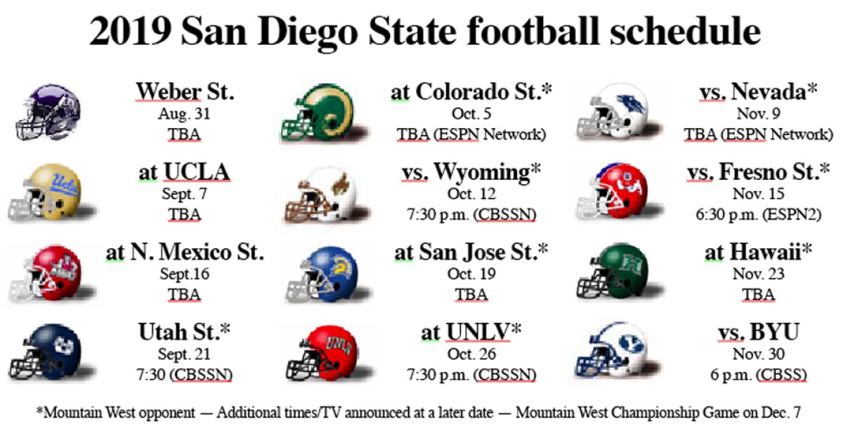 Aztecs Football Notebook Kickoff Times Tv Networks Announced For Several Games The San Diego Union Tribune Sdsu Calendar Spring 2022