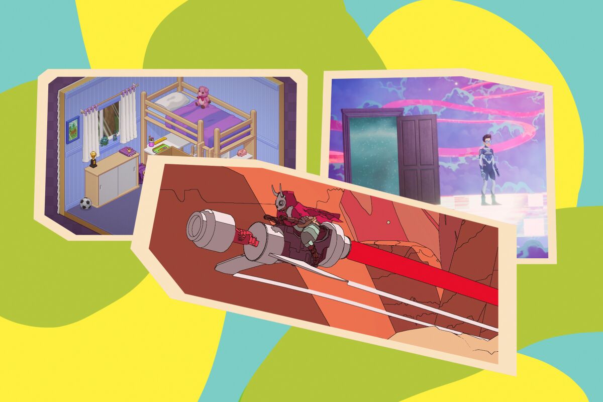 Images from games including "Unpacking," "Sable" and "The Artful Escape."