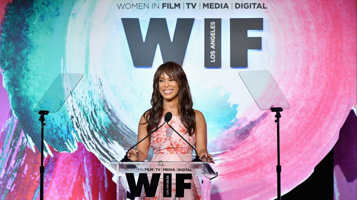Honoree Channing Dungey, the president of ABC Entertainment, accepts the Lucy Award for Excellence in Television onstage during Women In Film's Crystal + Lucy Awards.