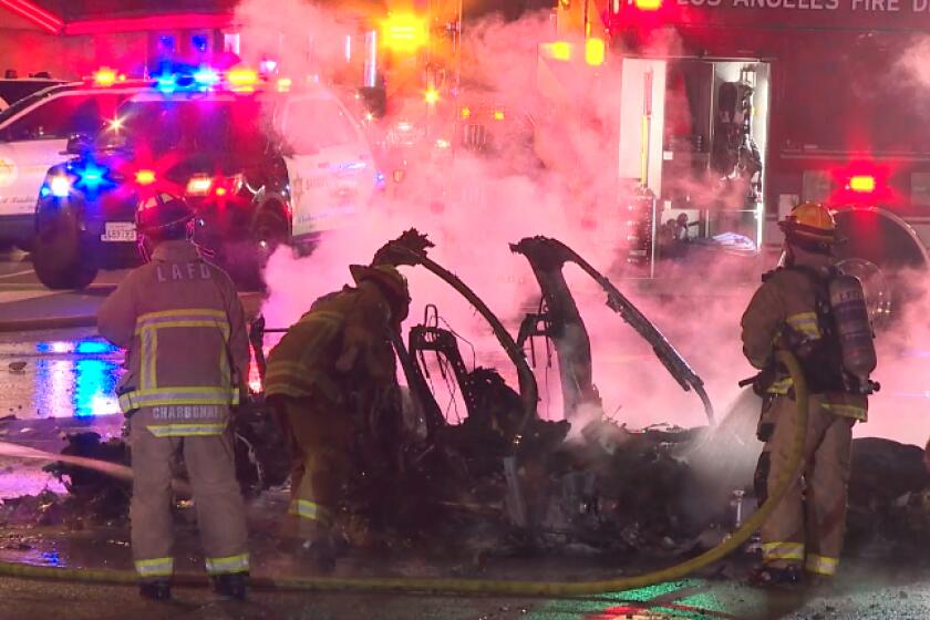 A fiery crash at 2;30 a.m. on West Sunset Blvd. in West Hollywood. One person was killed and is dead and two others are injured