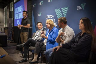 Former Palm Springs Mayor Lisa Middleton speaks at a training event for LGBTQ+ candidates and prospective candidates.