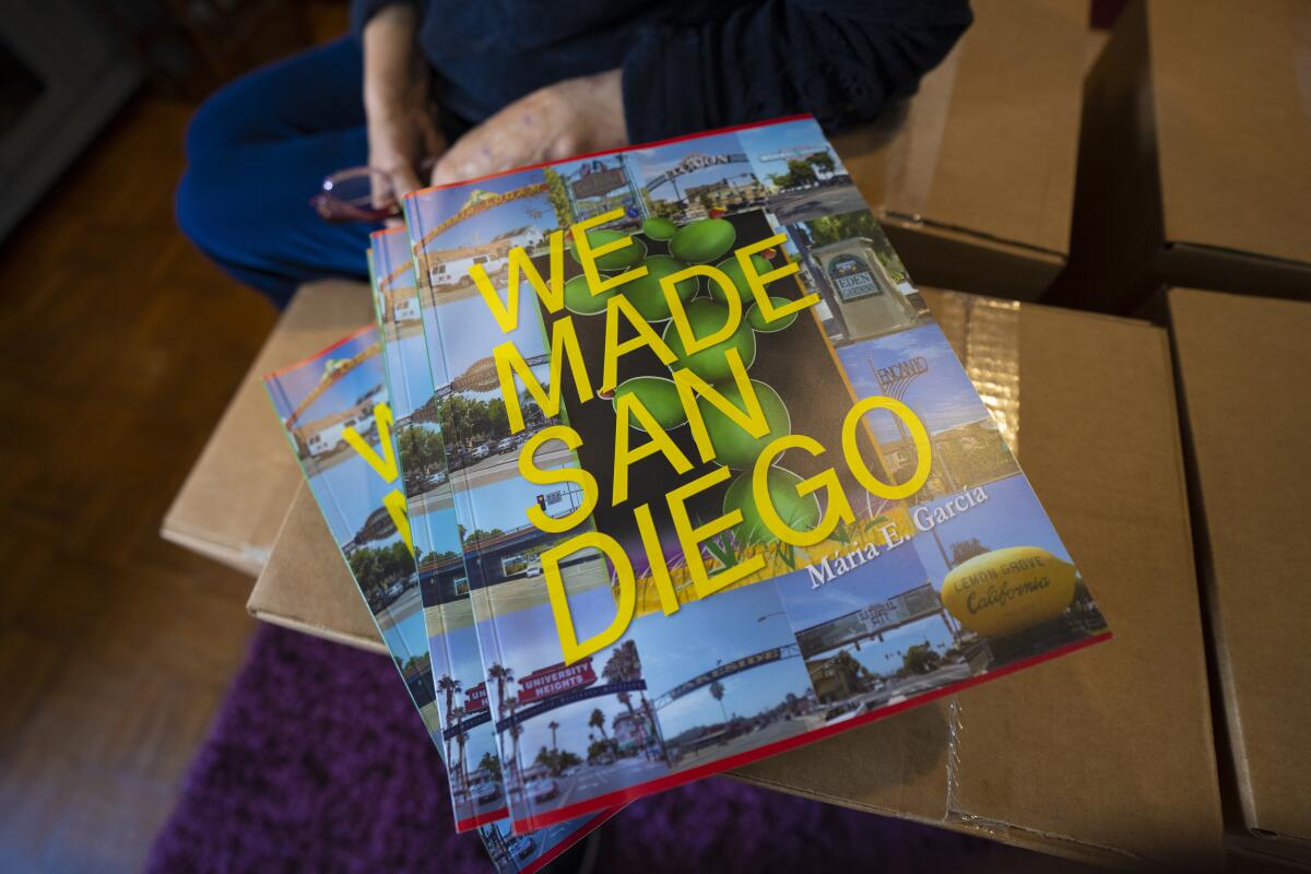 Local author Maria Garcia recently took delivery of 2500 copies of her new book, "We Made San Diego,"