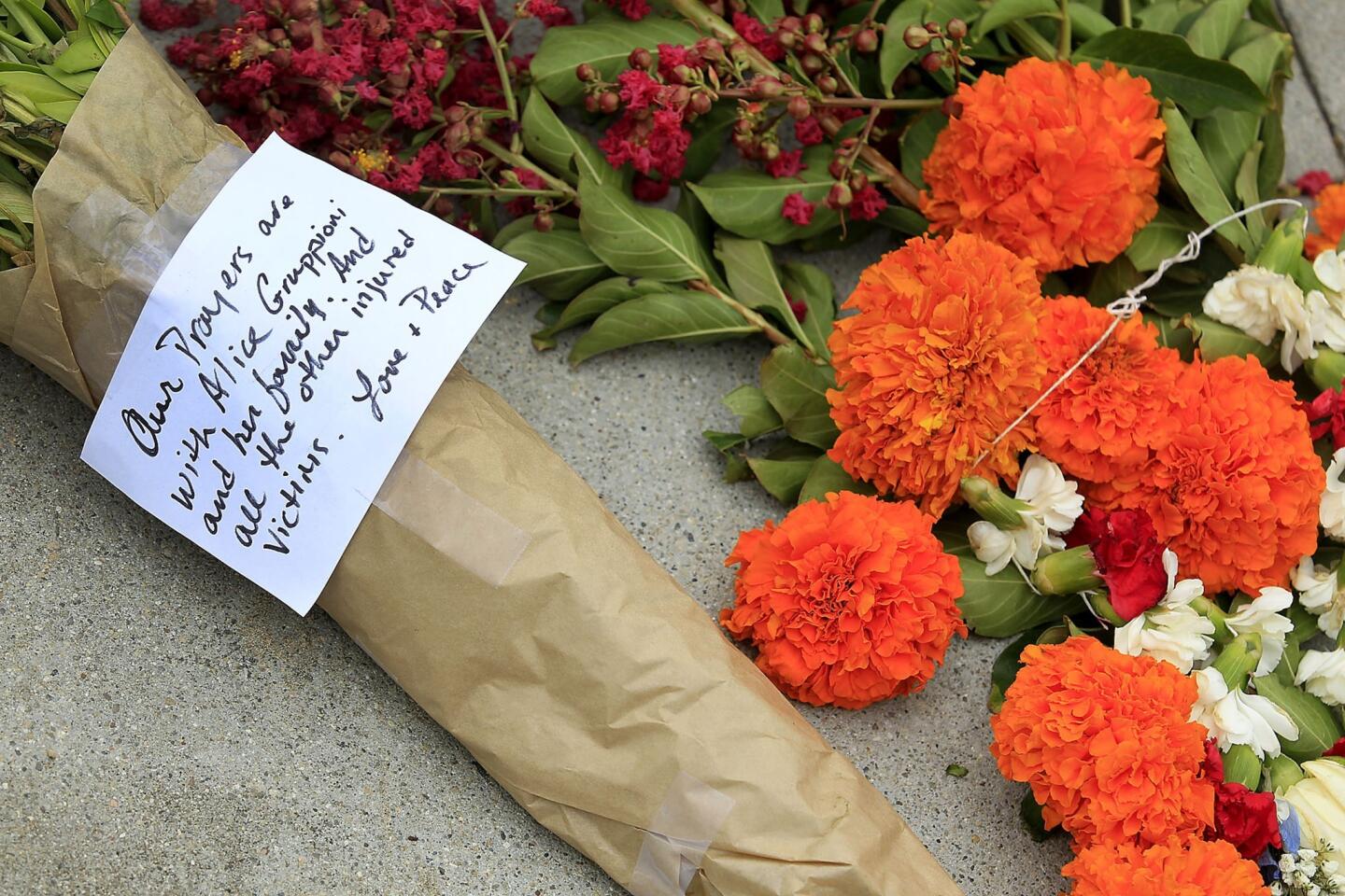 Flowers on the Venice boardwalk