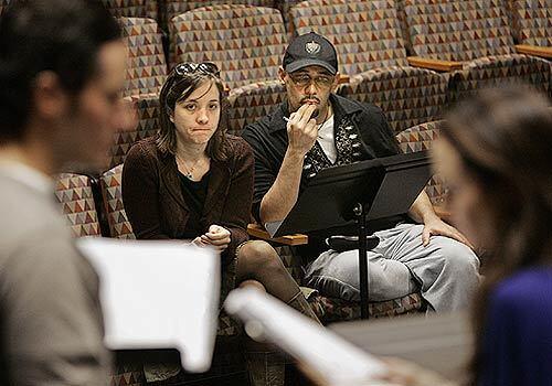 Director Kate Whoriskey, left, and playwright Nilo Cruz have front-row seats for an in-house preliminary workshop for Life Is a Dream at South Coast Repertory. Cruz, who won the 2003 Pulitzer Prize for drama for Anna in the Tropics, is providing a fresh translation of the nearly 400-year-old dark romance by Spanish playwright Pedro Calderón de la Barca.