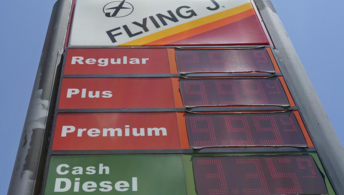 Gas prices for regular and diesel June 14 at a Flying J in North Carolina. Rising fuel costs have helped drive inflation to its highest rate in six years.