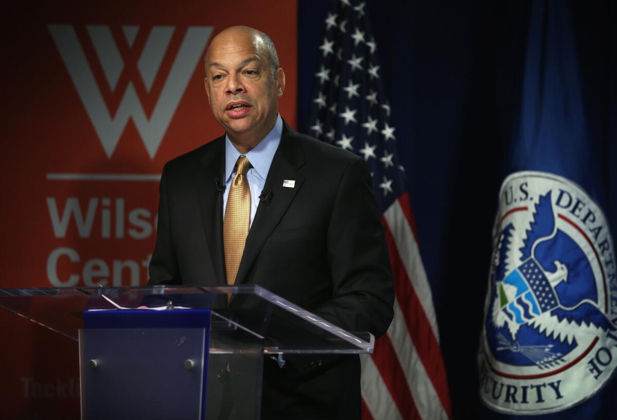 "In these times, the Homeland Security budget of this country should not be a political football," said Homeland Security Secretary Jeh Johnson.