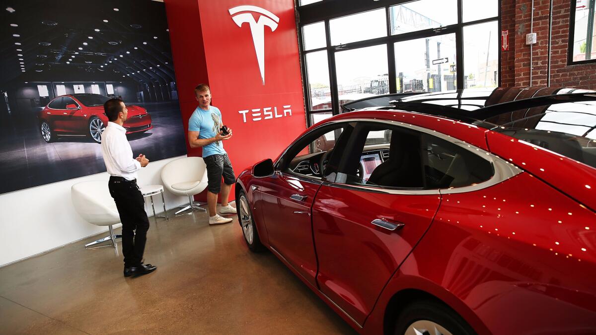 A Tesla Model S in a Brooklyn, N.Y., showroom this month.