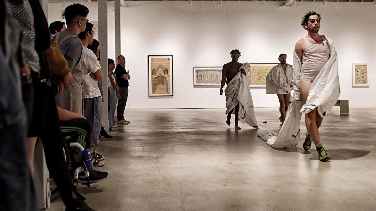 The Brontez Purnell Dance Company performs at "Experiment 1" at the Institute of Contemporary Art, Los Angeles.