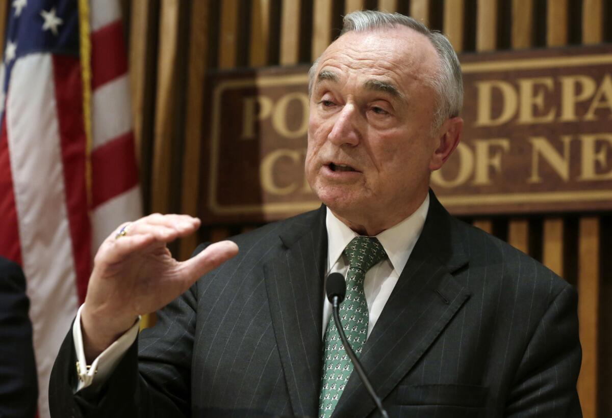 New York City Police Commissioner William J. Bratton at a news conference at police headquarters in 2015.