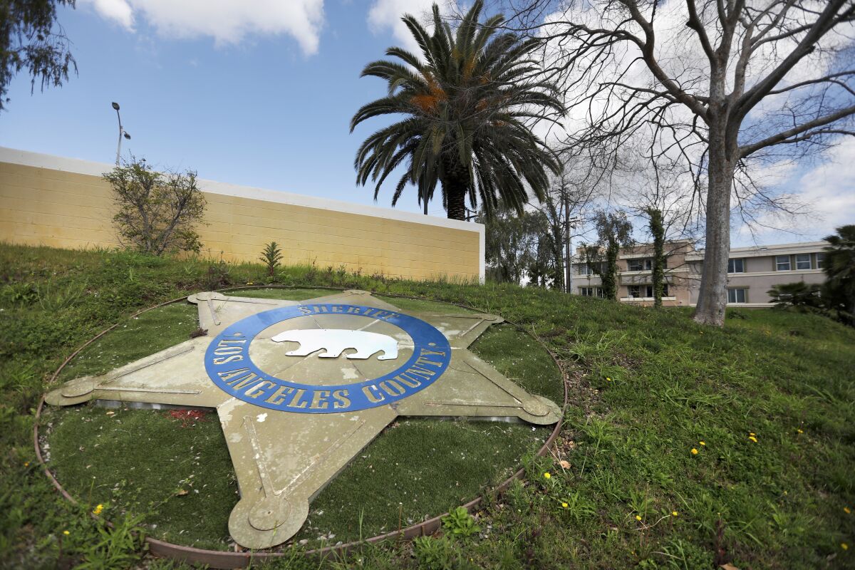 Entrance to the parking area of the East Los Angeles Sheriff's station on March 7, 2019. 