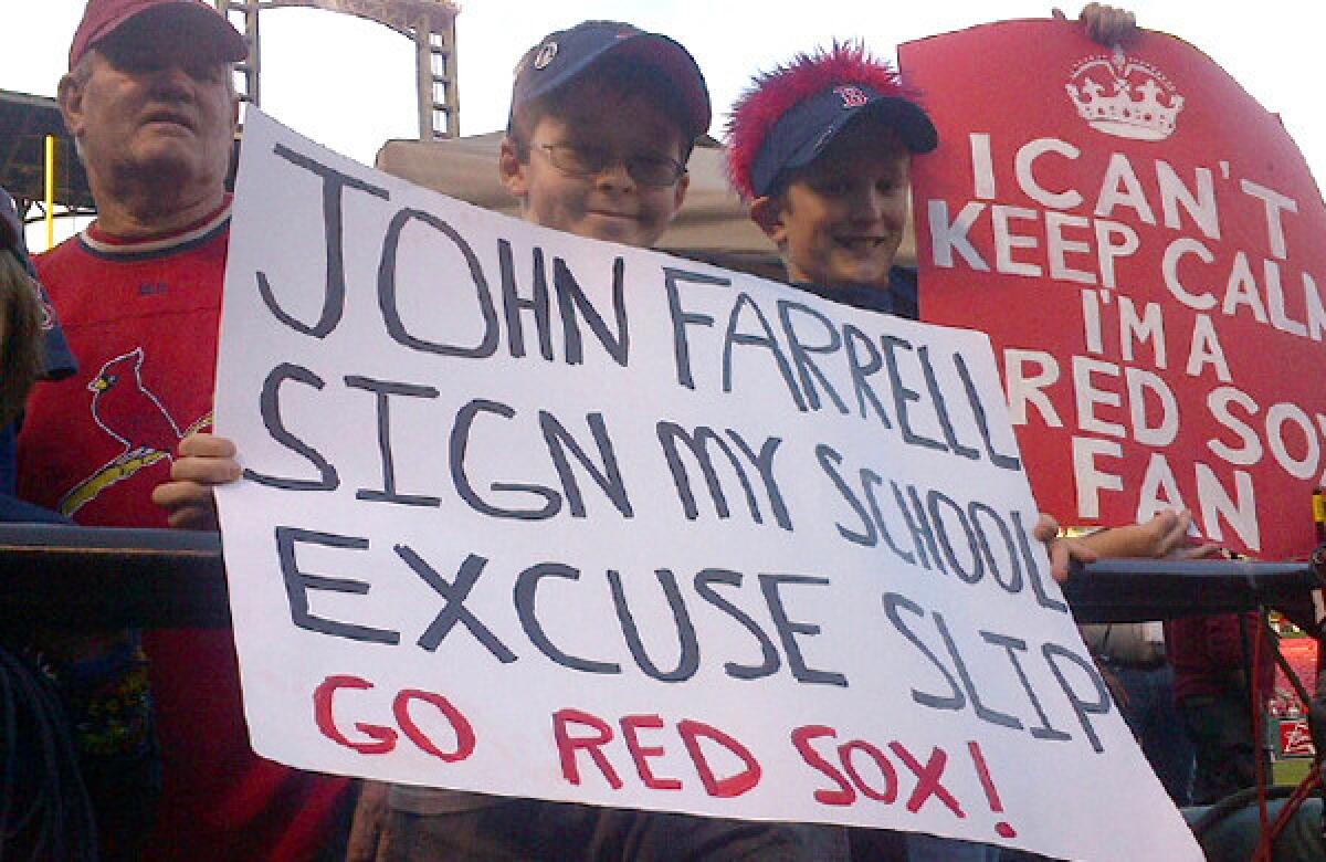 John Bentley, a 10-year-old Red Sox fan from Atlanta, is hoping Boston's manager will help him save face with his teacher.