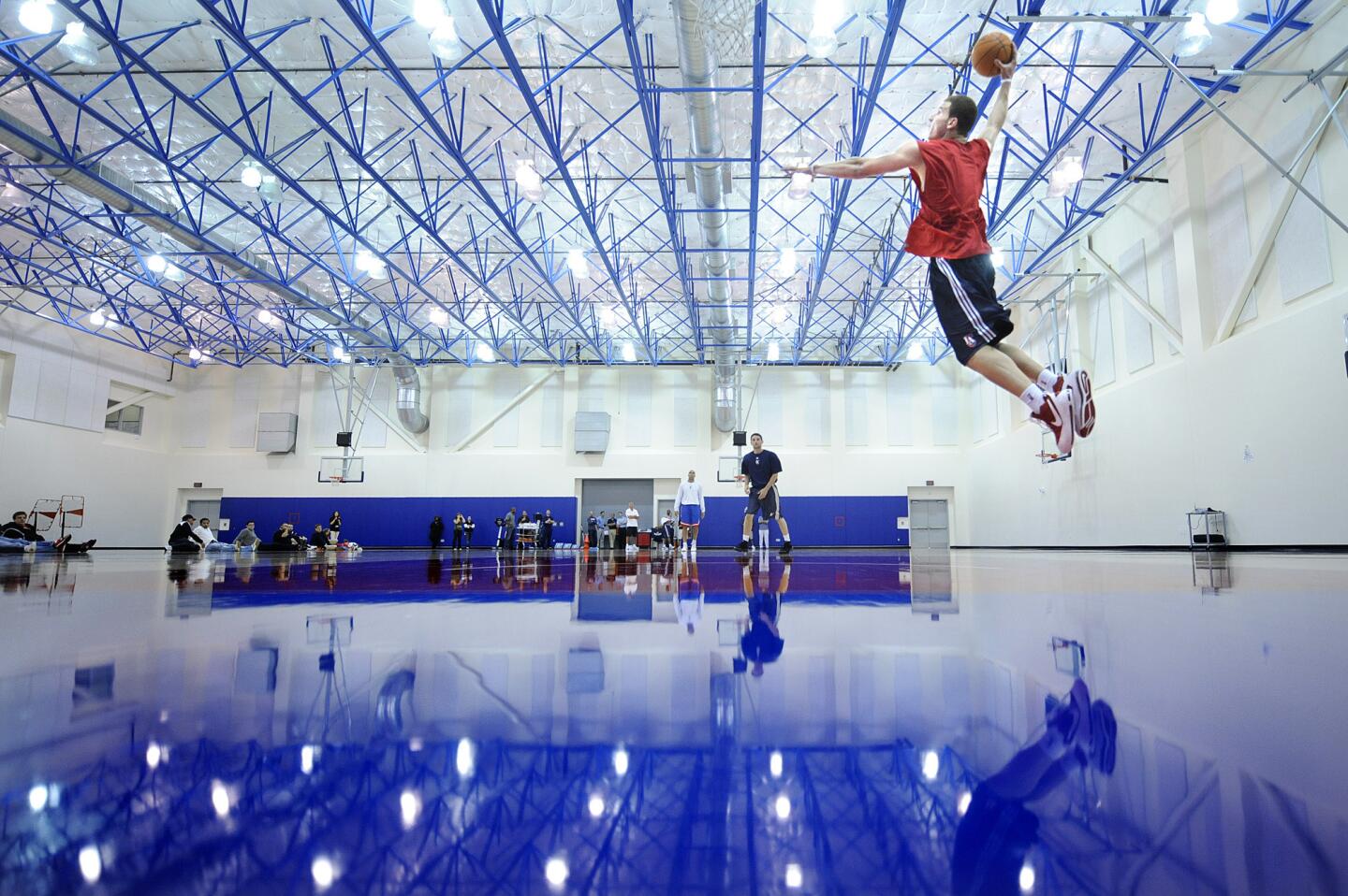 Blake Griffin takes off for a dunk during a workout at the Clippers' training center in Playa Vista before the 2009 NBA draft. The Clippers took the high-flying power forward No. 1 overall in the draft.