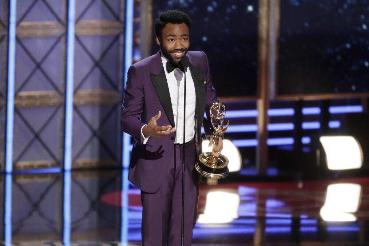 Donald Glover wins lead actor in a comedy series during the show at the 69th Emmy Awards.