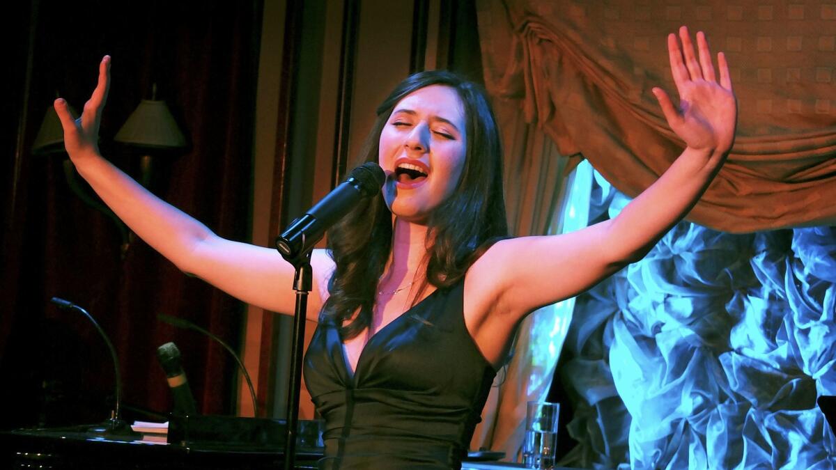 Alex Getlin performing her show "You're Gonna Hear From Me" in 2012.