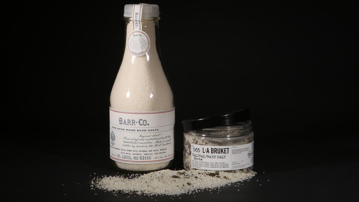 Barr-Co. Bath Original Scent Bath Soak and L:A Bruket No. 065 Bath Salt (mint).