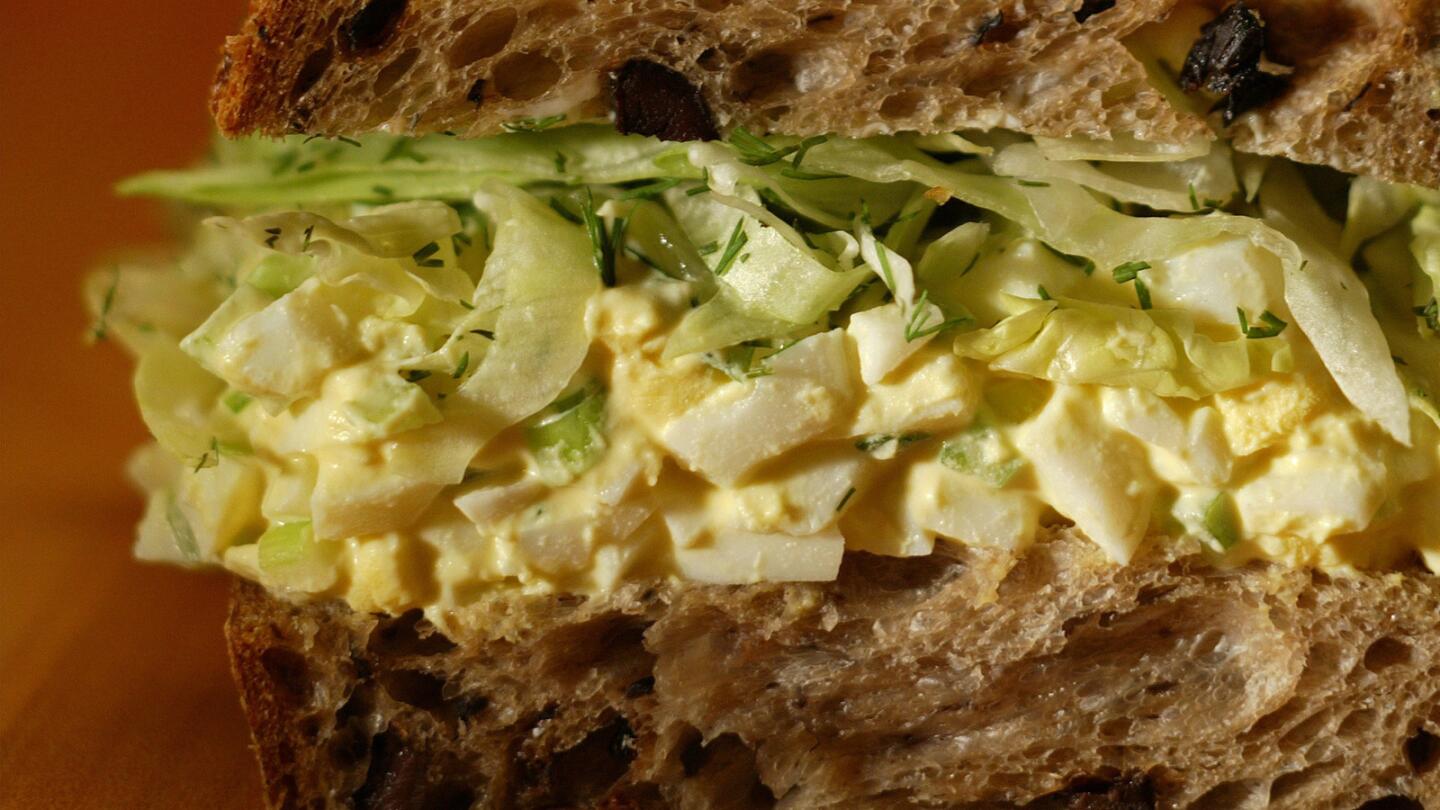 Egg salad sandwich. It's a classic. Recipe: Egg salad sandwich with dill